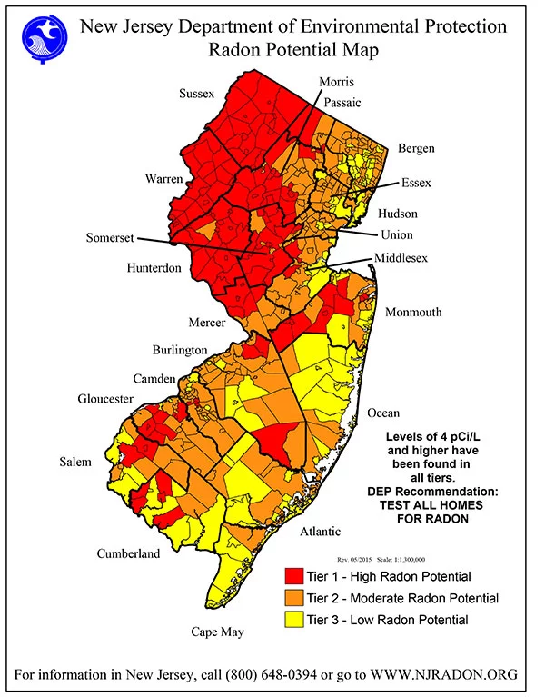 New Jersey Department of Environmental Protection Radon Potential Map